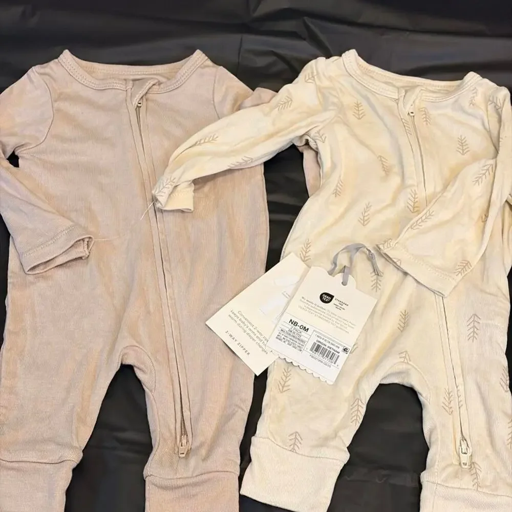 Carter's Cream and Tan Baby Bodysuites 2-Pack, Newborn-0M